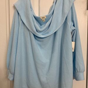 2for20 NWT Ava Light Blue Cowl Neck Top